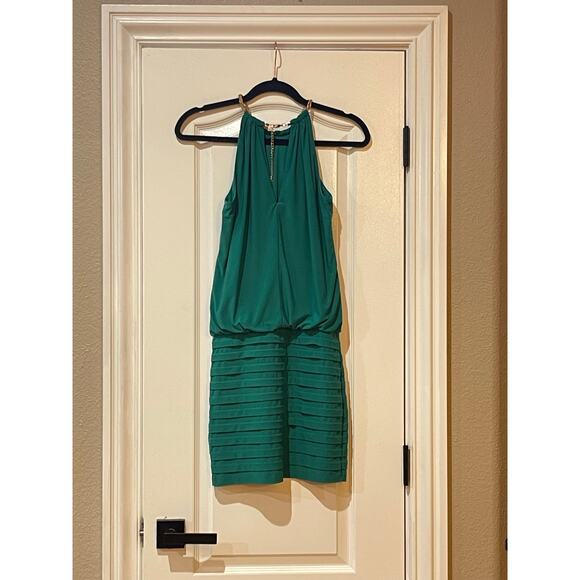 Emerald Green Cache Halter Dress Size 2 - Picture 6 of 9